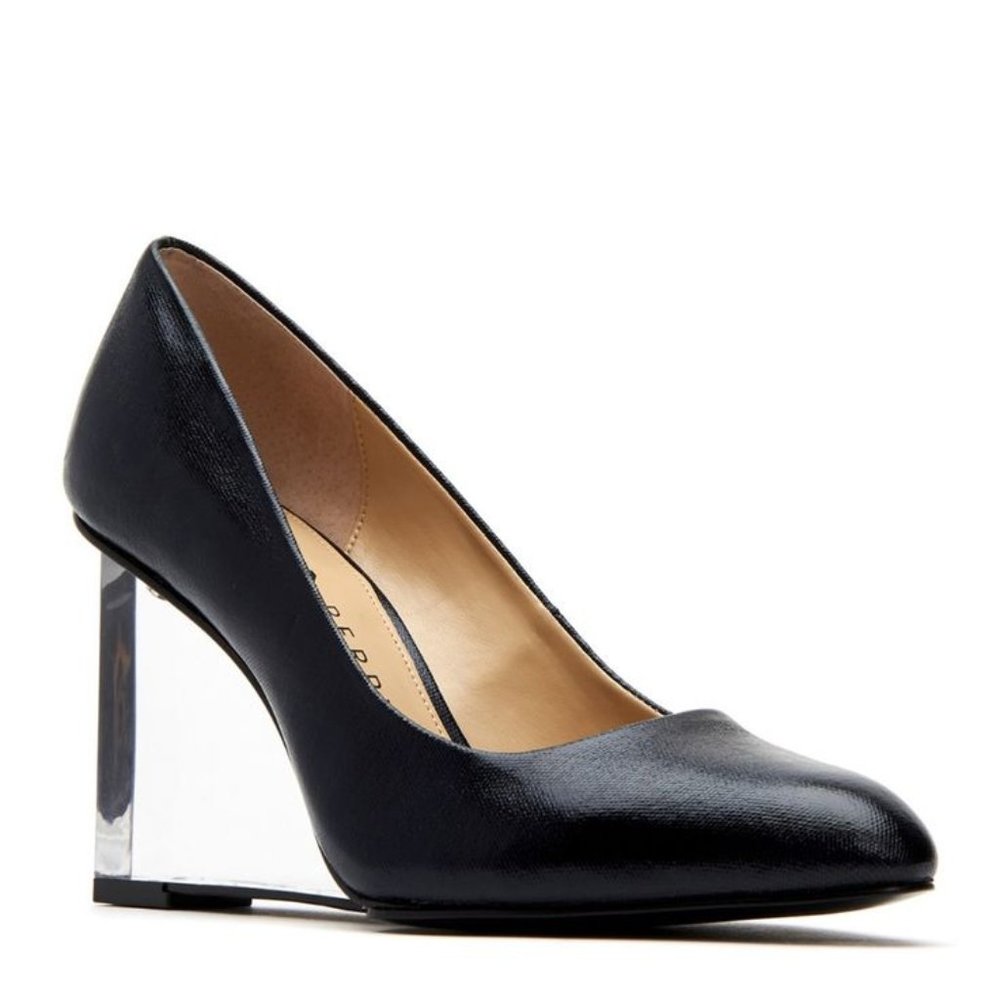 Katy Perry Mirra Clear Wedge Black Pump Shoes US Size 9.5 - BRAND NEW!